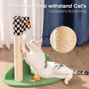 img 1 attached to 🐱 MEWOOFUN Golf Style Cat Scratching Post with Interactive Ball Toy - 19.5" Tall Premium Sisal Post for Indoor Cats