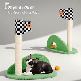 img 2 attached to 🐱 MEWOOFUN Golf Style Cat Scratching Post with Interactive Ball Toy - 19.5" Tall Premium Sisal Post for Indoor Cats