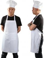 chef apron set - yotache adjustable white baker costume for men & women (33"l x 26"w) logo