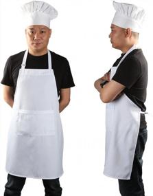 img 4 attached to Chef Apron Set - Yotache Adjustable White Baker Costume For Men & Women (33"L X 26"W)