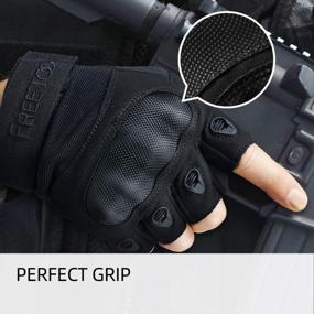 img 2 attached to Fingerless Tactical Gloves For Men Military Airsoft Shooting Cycling Outdoor Touchscreen Rubber Knuckle Glove - Black