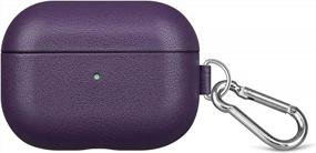 img 3 attached to Dark Purple Leather AirPods Pro Case With Keychain - Lopie Handmade Series Fully-Wrapped Cover For Apple Air Pods Pro Protection.