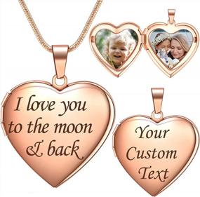 img 4 attached to Personalized Photo Locket Necklace - Engraved Text Heart, Holds 2 Photos For Vintage Memory Look