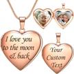 personalized photo locket necklace - engraved text heart, holds 2 photos for vintage memory look logo