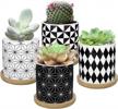 stylish and functional: deecoo 3 inch ceramic succulent planter pots with drainage and tray - set of 4 for mini flowers, cactus, herbs and indoor plants logo