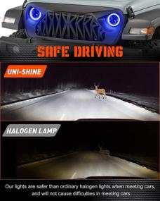 img 3 attached to 🔦 7 inch LED Headlight with Round H6024 Blue Halo and Amber Turn Signal for Jeep Wrangler JK TJ JL CJ - Compatible, Seal Beam, High-Quality 7" Round Headlights