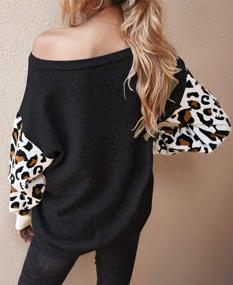 img 2 attached to Stay Trendy With Onlypuff Women'S Striped Long Sleeve Leopard Pullover Sweater