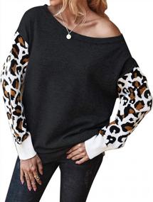 img 4 attached to Stay Trendy With Onlypuff Women'S Striped Long Sleeve Leopard Pullover Sweater