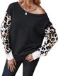 stay trendy with onlypuff women's striped long sleeve leopard pullover sweater logo