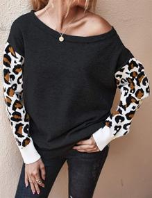 img 3 attached to Stay Trendy With Onlypuff Women'S Striped Long Sleeve Leopard Pullover Sweater