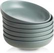 selamica ceramic 7.8 inch pasta bowls, 26 ounce large serving porcelain salad soup bowls, dishwasher microwave safe, set of 6 (matte blue) logo