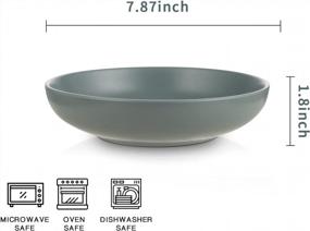 img 3 attached to Selamica Ceramic 7,8-дюймовые миски для пасты, большие порционные фарфоровые миски для салата на 26 унций, можно мыть в посудомоечной машине в микроволновой печи, набор из 6 штук (матовый синий)