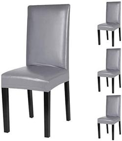 img 2 attached to Protect Your Dining Chairs In Style With Fuloon PU Leather Slipcovers - Water And Oil Proof Covers For 4 Sets In Gray