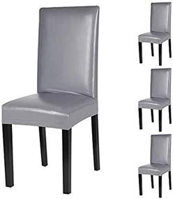 img 1 attached to Protect Your Dining Chairs In Style With Fuloon PU Leather Slipcovers - Water And Oil Proof Covers For 4 Sets In Gray