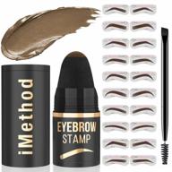imethod eyebrow stamp and eyebrow stencil kit - eyebrow stamping kit for perfect eyebrow makeup, eyebrow pomade, 20 eye brow shaping kit, easy to use, long-lasting, light brown logo