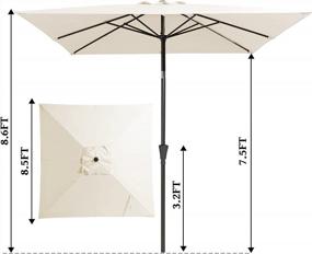 img 1 attached to 8.5X8.5FT Rectangle Patio Umbrella - Push Button Tilt, Crank Lift, 8 Ribs UV Protection Waterproof Sunproof Off-White (No Base)
