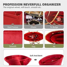 img 1 attached to LIZHYY Women's Handbag Organizer Insert - New Material with Metal Zipper | Bag Shaper Insert Bag In Bag for Neverfull MM | Red