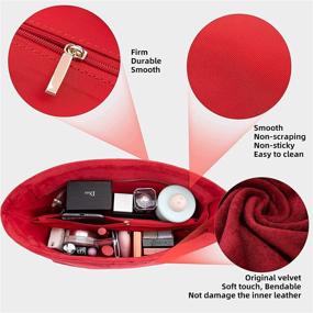 img 3 attached to LIZHYY Women's Handbag Organizer Insert - New Material with Metal Zipper | Bag Shaper Insert Bag In Bag for Neverfull MM | Red