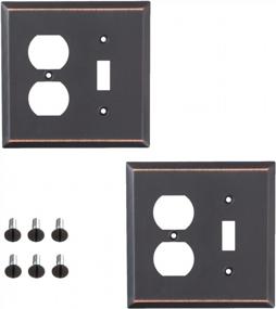 img 4 attached to 2-Gang Toggle/Duplex Wall Plate Outlet Switch Cover - Oil Rubbed Bronze (Pack Of 2) By SleekLighting - Decorative Variety Styles: Decorator, Duplex, Toggle & Combo.