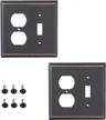 2-gang toggle/duplex wall plate outlet switch cover - oil rubbed bronze (pack of 2) by sleeklighting - decorative variety styles: decorator, duplex, toggle & combo. logo