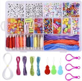 img 4 attached to Friendship Bracelet Making Kit With Alphabet Charms, Letter Beads, Seed Beads, Star Beads - 11 Color Embroidery Floss & Wax Cord Included For Jewelry Making By Peirich.