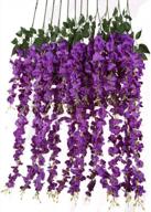 6pcs purple artificial silk wisteria vine rattan garland - perfect for weddings, parties & home decorations! logo