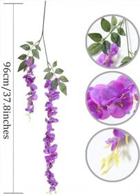 img 2 attached to 6Pcs Purple Artificial Silk Wisteria Vine Rattan Garland - Perfect For Weddings, Parties & Home Decorations!