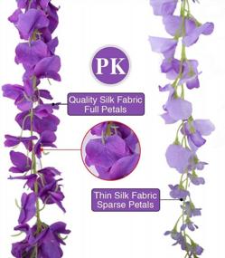 img 3 attached to 6Pcs Purple Artificial Silk Wisteria Vine Rattan Garland - Perfect For Weddings, Parties & Home Decorations!