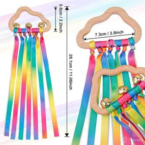 img 3 attached to 2 Pack Ribbon Sensory Baby Rattle Toys: Natural Wooden Ring with 6 Rattles & Colorful Ribbons for Babies 0-12 Months - Perfect Infant Newborn Gifts