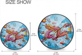 img 3 attached to Традиционные китайские настенные часы с драконом - на батарейках, не тикающие, акриловый дизайн с римскими цифрами для декора спальни - 11,9 дюймов