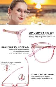 img 1 attached to MARE AZZURO Large Trendy Round Reading Glasses for Women - Available in 0, 1.0, 1.5, 2.0, 2.5, 3.0, and 3.5 Strengths