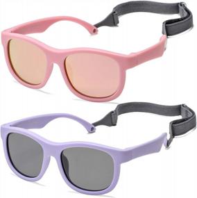 img 4 attached to Гибкие поляризованные детские солнцезащитные очки с ремешком для мальчиков и девочек UV400 Protection-Age 0-24 Month