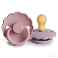 frigg daisy natural rubber baby pacifier: premium danish-made, bpa-free - baby pink/soft lilac, 0-6 months (2-pack) logo