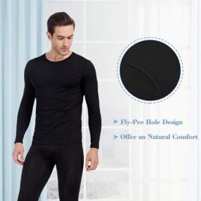 img 2 attached to Men'S Fleece-Lined Thermal Underwear Set With Open Fly Design - Long Johns Base Layer Top & Bottoms