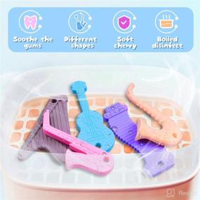 img 1 attached to Kaodezhu Baby Teether Toys 5-Pack: BPA Free Silicone, Musical Shapes for Relief, 0-12 Months