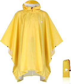 img 4 attached to Легкое водонепроницаемое пончо от дождя с капюшоном для пеших прогулок и активного отдыха - многоразовая куртка-пальто