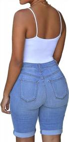 img 3 attached to Get Your Summer Style On With Onlypuff'S Trendy Ripped Bermuda Shorts For Women!