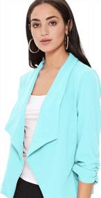 img 2 attached to Women'S Solid Casual Draped Open Front 3/4 Sleeve Outerwear Blazer Jacket/Made In USA