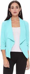 img 4 attached to Women'S Solid Casual Draped Open Front 3/4 Sleeve Outerwear Blazer Jacket/Made In USA
