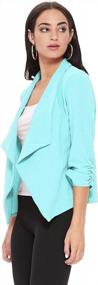 img 3 attached to Women'S Solid Casual Draped Open Front 3/4 Sleeve Outerwear Blazer Jacket/Made In USA