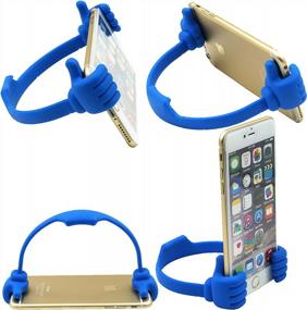 img 3 attached to Adjustable TPU Flexible Mobile Stand Holder - HONSKY 3361942 Cute Thumbs Up For IPhone IPad Mini Switch Desk Desktop Kitchen Home Office Travel (Blue, Black)