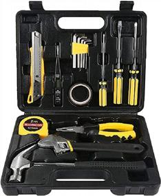 img 4 attached to WYCTIN 16 Piece Durable Home Tool Kit With Plastic Storage Case - Ideal For DIY, Interior Decorating, House Chores And Car Repair (2018 Updated)