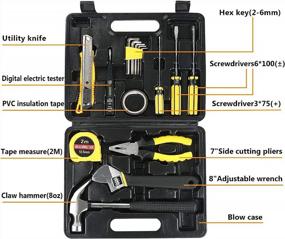 img 3 attached to WYCTIN 16 Piece Durable Home Tool Kit With Plastic Storage Case - Ideal For DIY, Interior Decorating, House Chores And Car Repair (2018 Updated)