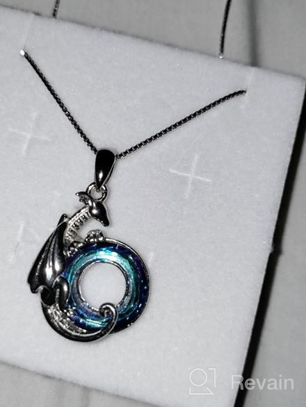 img 1 attached to 🐉 Dragon Wreathe Moon Pendant Necklace - 925 Sterling Silver Gift for Boyfriend, Dad, and Brother review by John Anaya