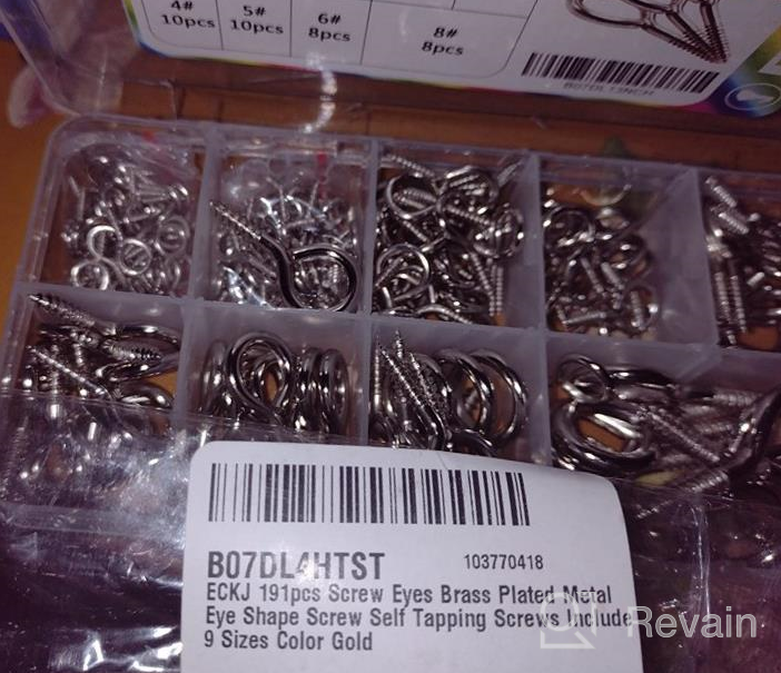img 1 attached to 191Pcs Nickel Plated Metal Eye Shape Screws - 9 Sizes, Self Tapping, Silver Color | ECKJ review by Jake Jones
