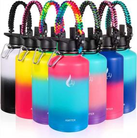 img 4 attached to AMITER Vacuum Insulated Water Bottle With Wide Mouth Straw And Handle Lid - 22Oz To 128Oz Sizes Available - Leakproof And BPA Free For Sports, Travel And Camping