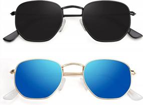img 4 attached to Stylish Hexagon Polarized Sunglasses - UV Protection For Men And Women With Metal Frames