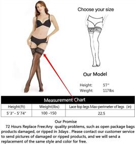 img 1 attached to 👢 ARRUSA Nylon Shiny Thigh High Stockings: Ultra Shimmery Lace Silicone Sheer Tights for Women - Stay Up Lingerie Pantyhose