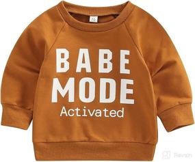 img 4 attached to Babe Letter Printed Long Sleeve Pullover Sweatshirt Shirt Sweater Tops for Kids Infant Baby Boys and Girls Clothes