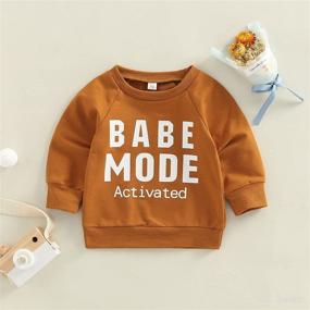 img 2 attached to Babe Letter Printed Long Sleeve Pullover Sweatshirt Shirt Sweater Tops for Kids Infant Baby Boys and Girls Clothes